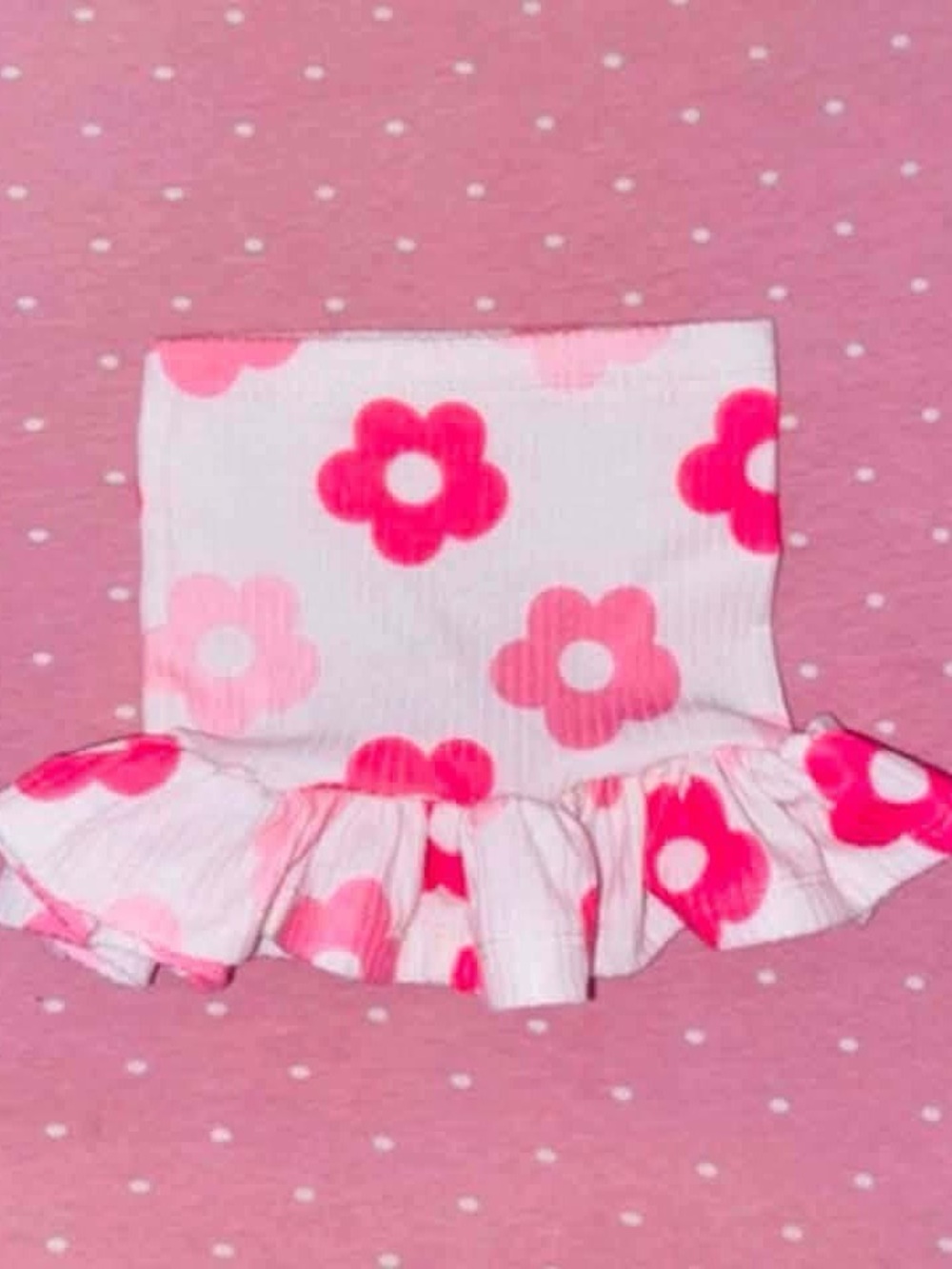 Kids Pink Floral Ruffle Tube Top